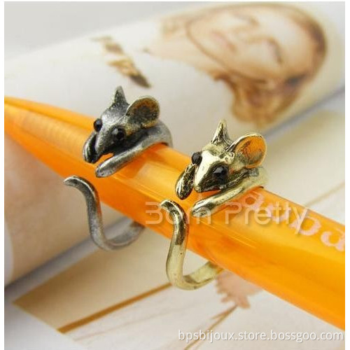 1pc Vintage Lovely Little Mouse Female Ring